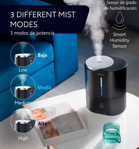 Humidificador de aire con 3 niveles de potencia