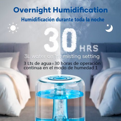 Humidificador de aire hasta por 30 horas 