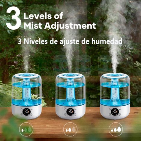 Este humidificador cuenta con 3 niveles de ajuste de humedad