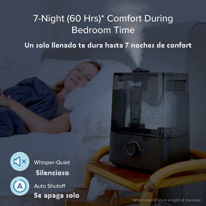 Operacion silenciosa de este humidificador para toda la noche