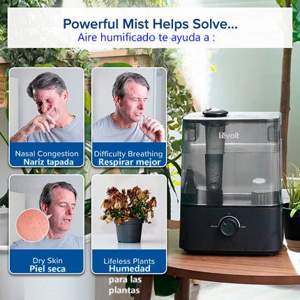 Humidificador de aire sirve para piel seca, congestion, respirar mejor y humedad a plantas