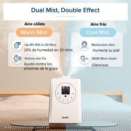 Este humidificador puede vaporizar o una niebla con aire humidificado