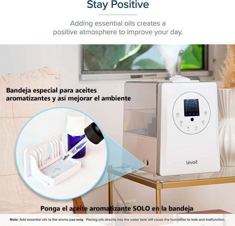 Humidificador de aire con bandeja de aromatizantes para mejorar el ambiente