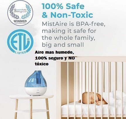 El aire humidificado que genera es 100% seguro , no toxico es BPA free