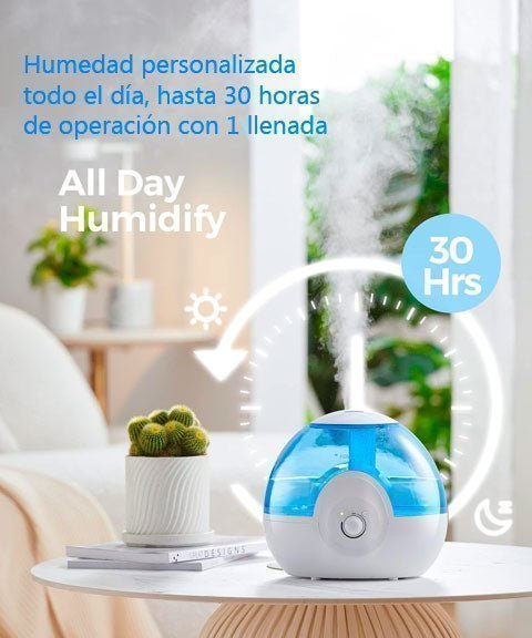 Aire humidificado especial hasta 30 horas con una sola llenada