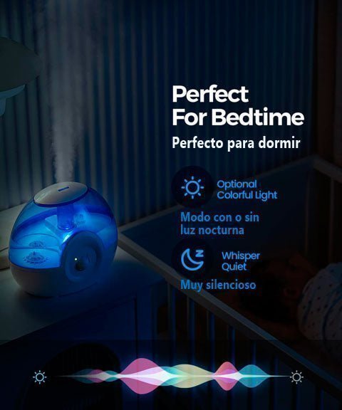 Humidificador perfecto para dormir, silencioso y con luz nocturna opcional